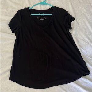 Black Scoop Neck Short Sleeve Relaxed T-Shirt